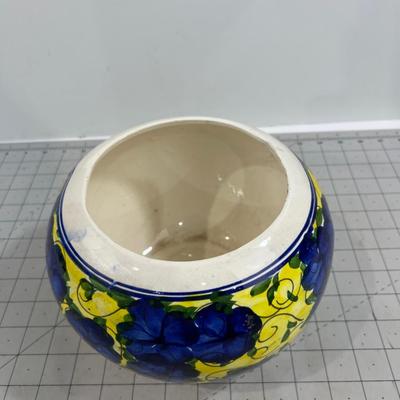 Blue & Yellow Mexican Terra Cotta Planter 