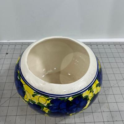 Blue & Yellow Mexican Terra Cotta Planter 