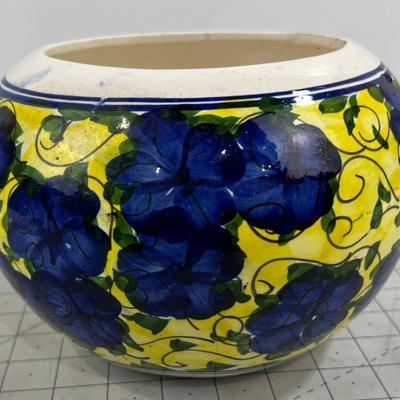 Blue & Yellow Mexican Terra Cotta Planter 