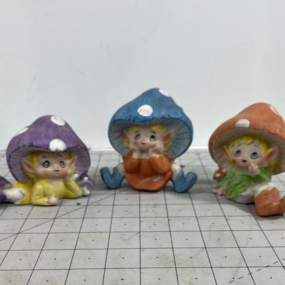 (3) Mushroom Pixies Ceramic 
