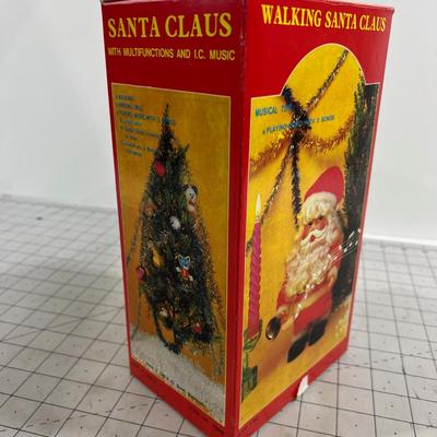 9" Tall Walking Vintage Santa 1970's 