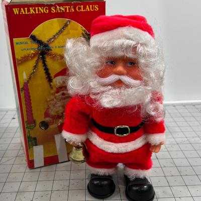 9" Tall Walking Vintage Santa 1970's 