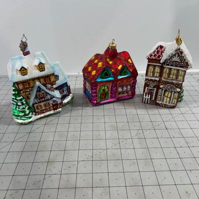 (3) Christopher Radko House Ornaments