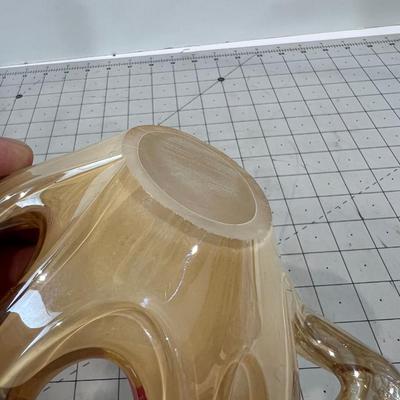 Murano Orange and Tan Iridescent Free Form GLASS 