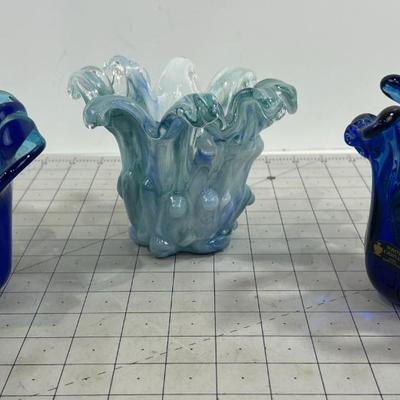 3 Small Votive Style Candle Holders or just Art! Murano