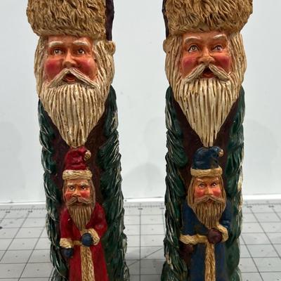 Pair of Resin SANTA Candle Sticks 