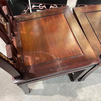 2 Mother of Pearl Inlay Chairs Wood Asian Hardwood 