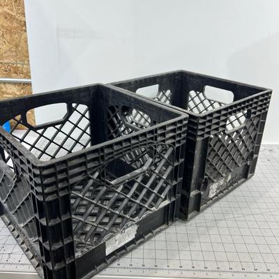2 Old Plastic Milk Crates