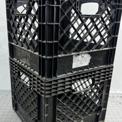 2 Old Plastic Milk Crates
