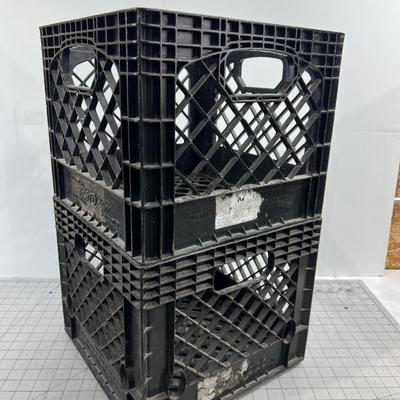 2 Old Plastic Milk Crates