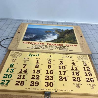 DESCHUTES 1958 Farmer Co-Op Calendar (Oregon) 