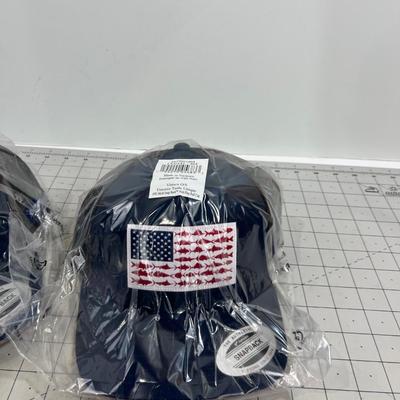 2 Columbia Fish Flag Hats, NEW 