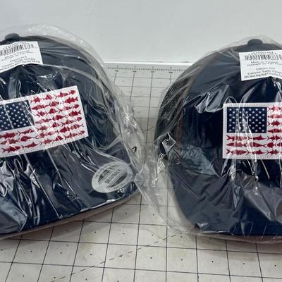 2 Columbia Fish Flag Hats, NEW 