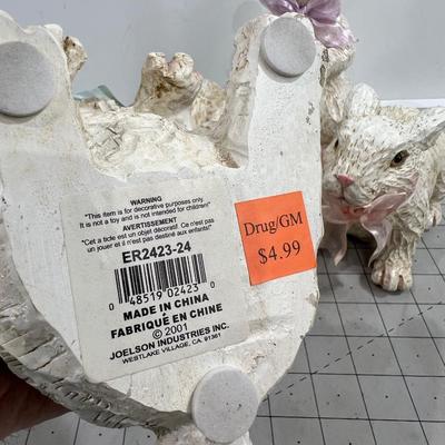 4 Lovely Resin BUNNY Sculptures, New 