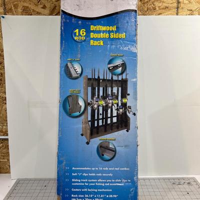 Rush Creek 16 Rod Fishing Pole Holder NEW Double Sided Rack