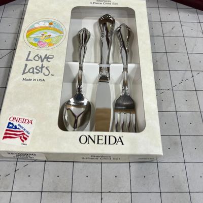 Child Silverware Set and Frame, NEW 