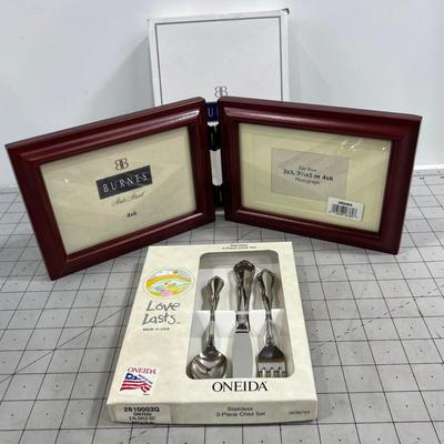 Child Silverware Set and Frame, NEW 