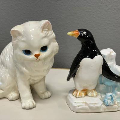 White cat and penguin ceramic