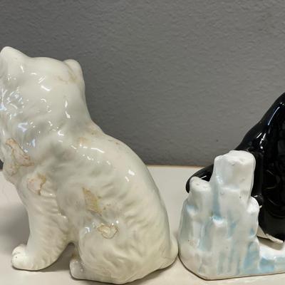 White cat and penguin ceramic