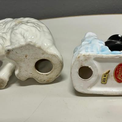 White cat and penguin ceramic