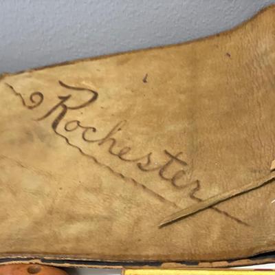 Wood flower frog, bookmark, leather binding and frame