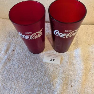Coca Cola classic logo ruby red plastic tumblers