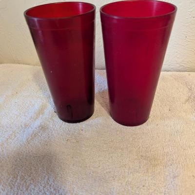 Coca Cola classic logo ruby red plastic tumblers