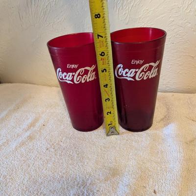 Coca Cola classic logo ruby red plastic tumblers