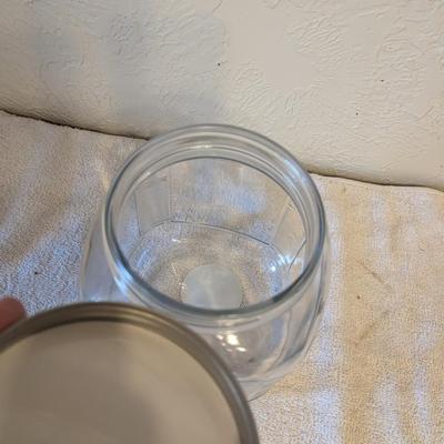Glass storage jar with wide lid