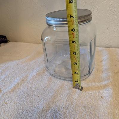 Glass storage jar with wide lid