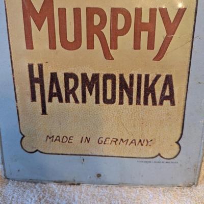 vintage metal tin reproduction advertising sign Murphy Harmonika