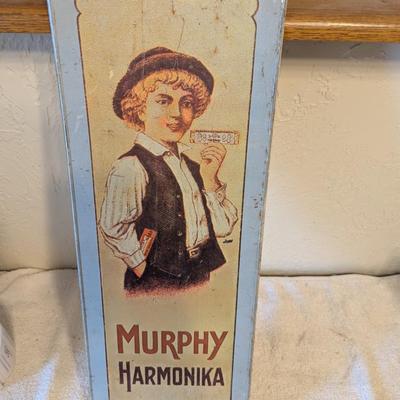 vintage metal tin reproduction advertising sign Murphy Harmonika