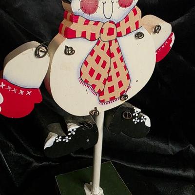 Hand-Painted Wooden Snowman Figure – 12" Folk Art Christmas Decor