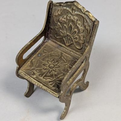 Miniature Brass Oriental Table & Chairs Set