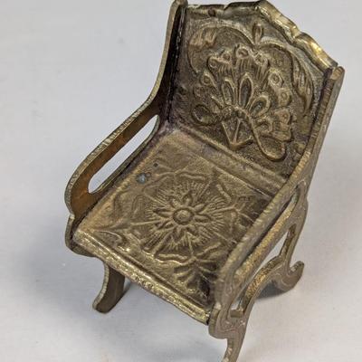 Miniature Brass Oriental Table & Chairs Set