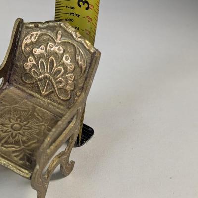 Miniature Brass Oriental Table & Chairs Set