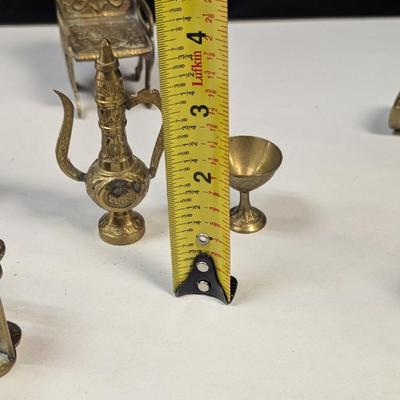 Miniature Brass Oriental Table & Chairs Set