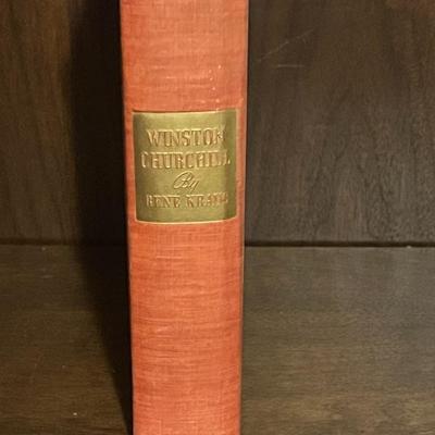 Sale Photo Thumbnail #74: Vintage 1941 second-edition hardcover biography of Winston Churchill by René Kraus. Attractive red cloth binding with gold title plate. WWII-era printing in solid readable condition with expected wear from age. No dust jacket. Nice addition for collector
