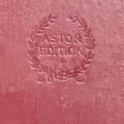 Sale Photo Thumbnail #79: Vintage Poetical Works of Elizabeth Barrett Browning, published by Thomas Y. Crowell & Co., Aston Edition. Beautiful cranberry-red cloth binding with gilt spine and embossed laurel wreath cover stamp. From the Twelfth London Edition. Charming late-19th-ce