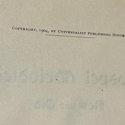 Sale Photo Thumbnail #88: Antique 1904 clothbound hymnal titled Gospel Melodies: New and Old, published by the Universalist Publishing House. Features early 20th-century gospel and worship music, with original price list and classic gothic-style lettering. A charming collectible f