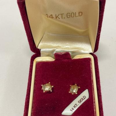 14k turtle earrings