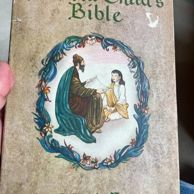 Sale Photo Thumbnail #91: Charming vintage children’s Bible beautifully illustrated by Pelagie Doane. This is the second printing (1949) of the 1946 Oxford University Press edition. Includes original dust jacket with moderate edge wear. Interior pages are clean and illustrations