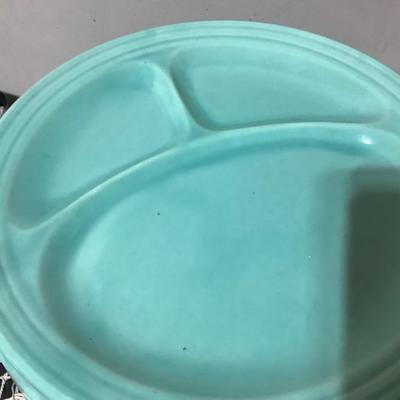 Sale Photo Thumbnail #364: You get 4 divided dinner plates, two hand mashers one red handle the other blue handle.  You also get a black handle hand mixer, and a metal cookie cutter.