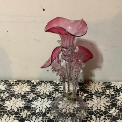 Sale Photo Thumbnail #268: Cranberry glass flower holder