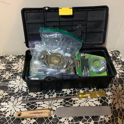 Sale Photo Thumbnail #442: Black hard plastic tool box with hardware.