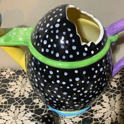 Sale Photo Thumbnail #345: You get Dept 56 large teapot, bunny tray with Easter eggs, and three egg candle holder.