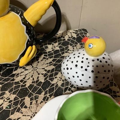 Sale Photo Thumbnail #350: You get Dept 56 Duck cup and plate, cream and sugar, nd teapot.