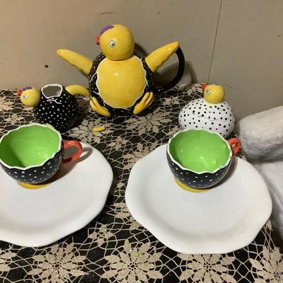 Sale Photo Thumbnail #347: You get Dept 56 Duck cup and plate, cream and sugar, nd teapot.