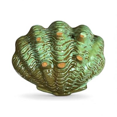 Frankoma Sea Clam Footed Bowl- Green Prairie Glaze - Mint Condition!