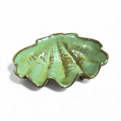 Frankoma Sea Clam Footed Bowl- Green Prairie Glaze - Mint Condition!